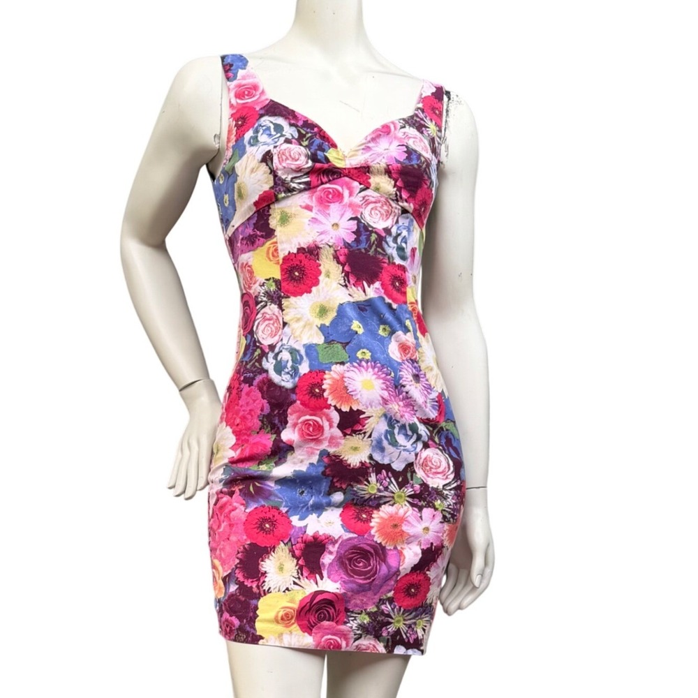 Guess Floral Bodycon Mini Dress Sweetheart Y2K Coquette Summer Party 2 READ DES